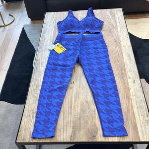 Lole Blue Houndstooth Leggings and bra